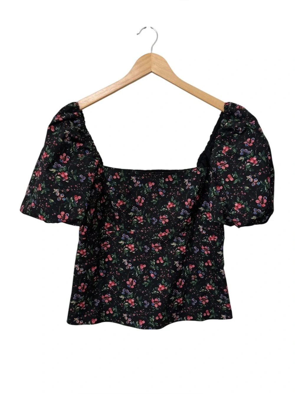 HILL HOUSE | The Matilda Puff Sleeve Top in Multi Berry Taffeta, Size Large